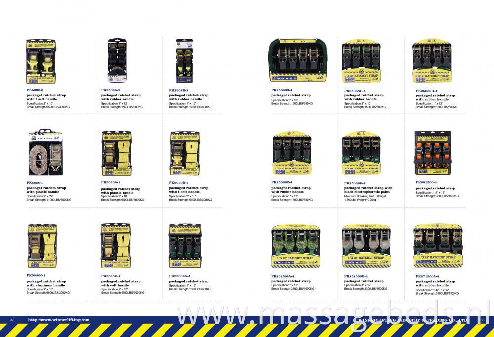 Various types of the ratchet tie down